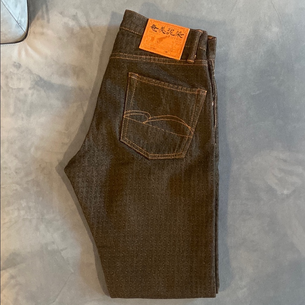 Studio D'Artisan - "Amami Dorozome"  mud dyed sashiko denim jeans